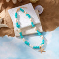 Colliers bohème avec pendentif étoile de mer et conque pour femmes, ras du cou en pierre irrégulière colorée, chaîne de cou pour filles, bijoux de fête sur la plage d'été