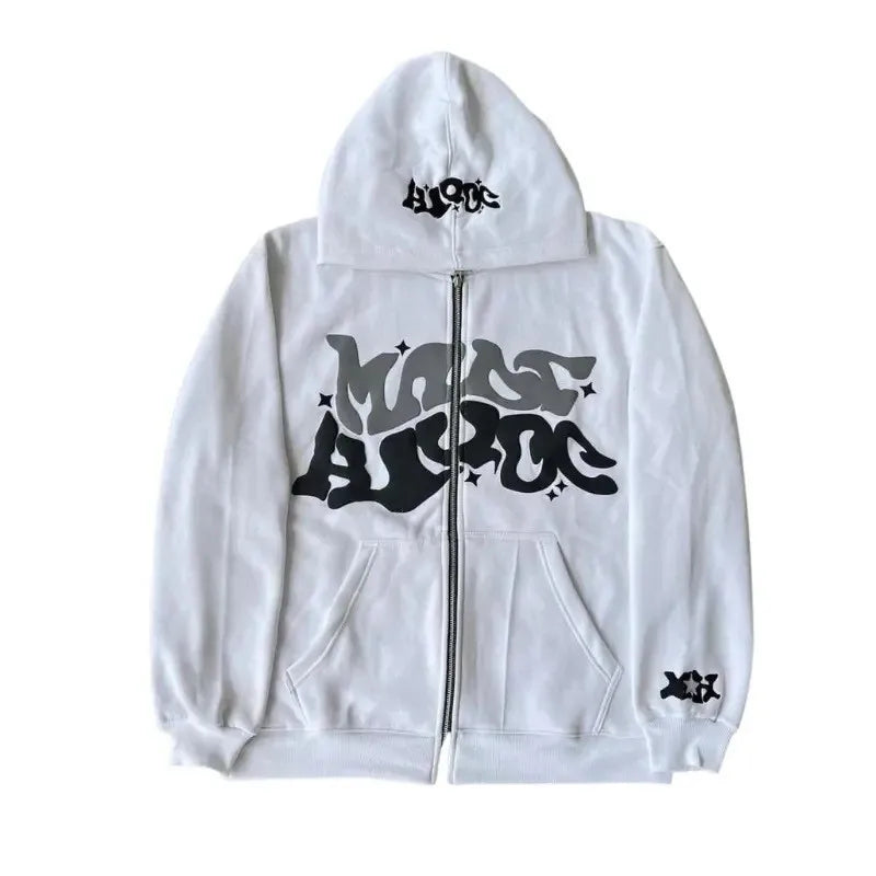 Sweat-shirt à capuche pour homme 2026, style streetwear gothique punk hip-hop, imprimé, avec fermeture éclair, vêtements pour homme