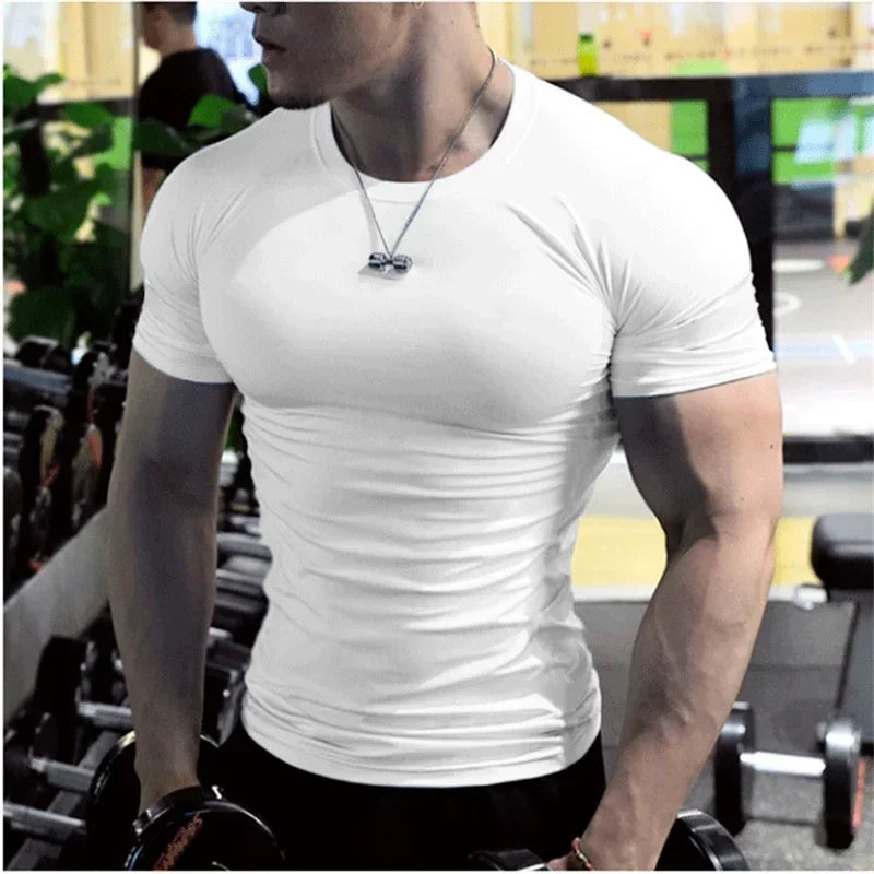 Hommes hauts à la mode t-shirt plaine coupe ajustée t-shirt à manches courtes t-shirts pour hommes chemises de sport décontracté t-shirt blanc homme vêtements 5XL