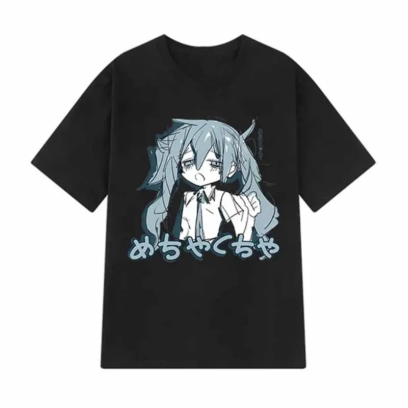 Japonais Y2K Anime Femmes T-shirt Coton Lâche Streetwear T-shirts Occasionnels Grande Taille à manches courtes Hip-hop Harajuku Hauts Femmes Vêtements