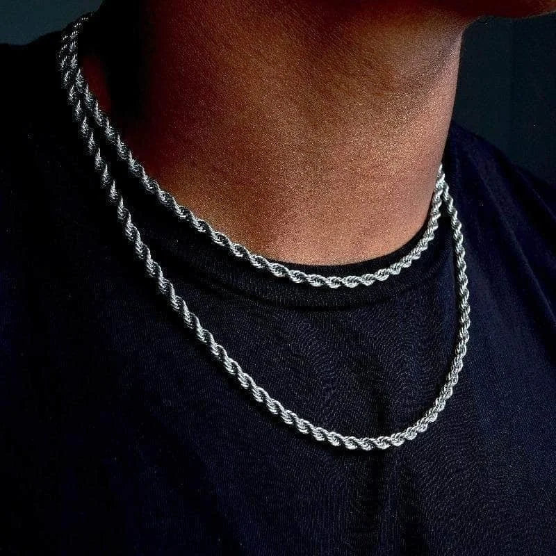 Vnox 2-5mm corde chaîne colliers pour hommes femmes torsadé Sigapore maillons tour de base décontracté Punk Rock en acier inoxydable mâle collier