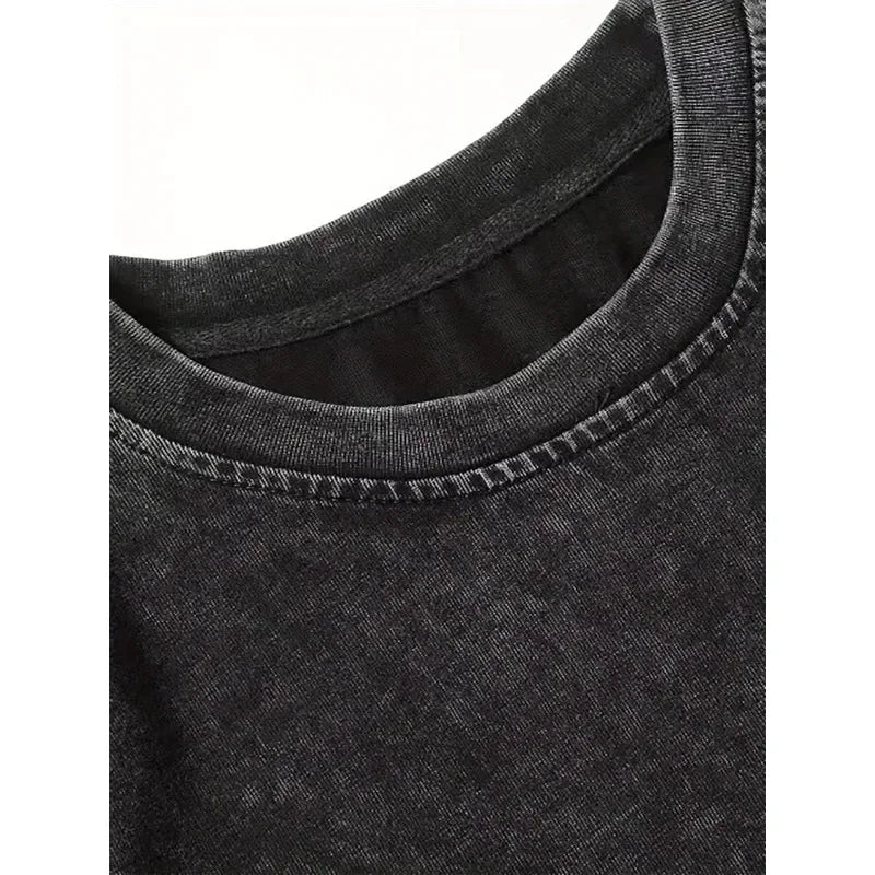 T-shirt à manches courtes pour hommes, Style gothique, Style foncé, rétro, en coton délavé, coupe ample, unisexe, tendance Y2K