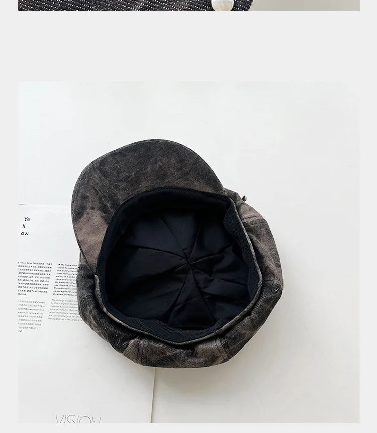 Y2K – bérets personnalisés avec autocollant étoile, Design à rivets, casquettes pour femmes, mode printemps et automne, chapeaux de journal polyvalents rétro tie-dye
