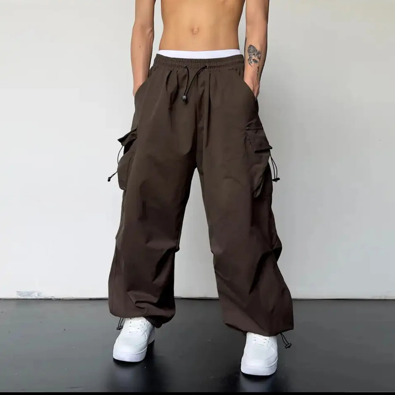 Salopette de Style américain pour hommes, pantalon de sport décontracté, taille haute, jambes larges, nouvelle collection été