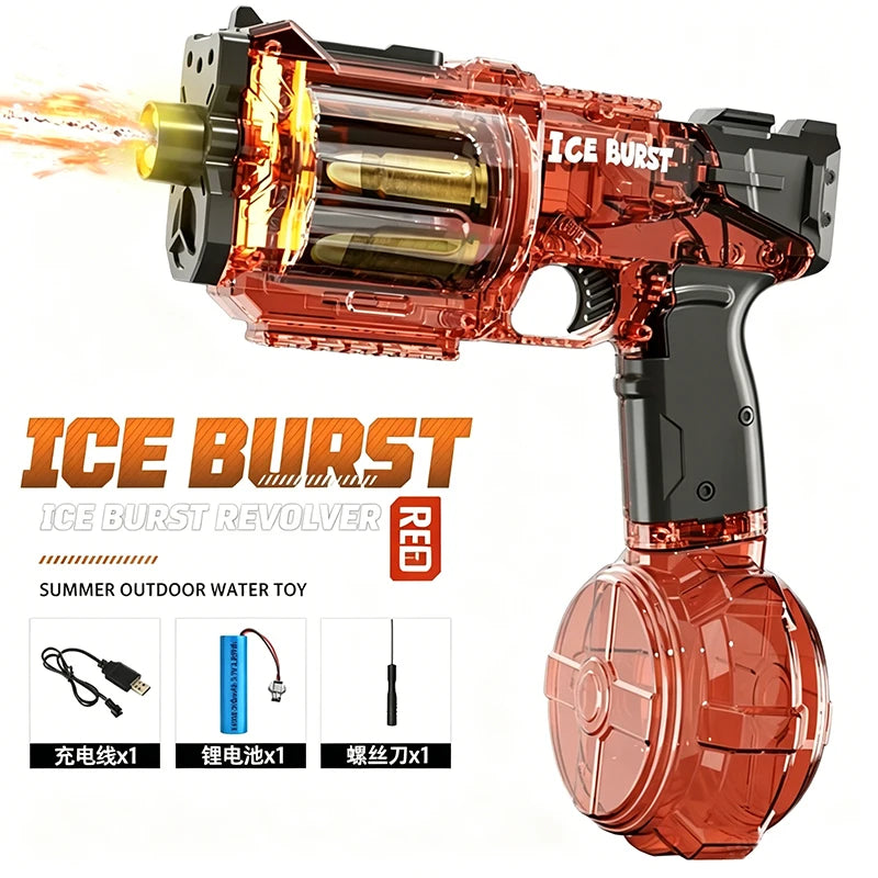 Pistolet à eau électrique à simulation de tir et de recul, jouet pour enfants avec capteur automatique et lumières, pistolet à eau pour l'été, la plage et les activités de plein air