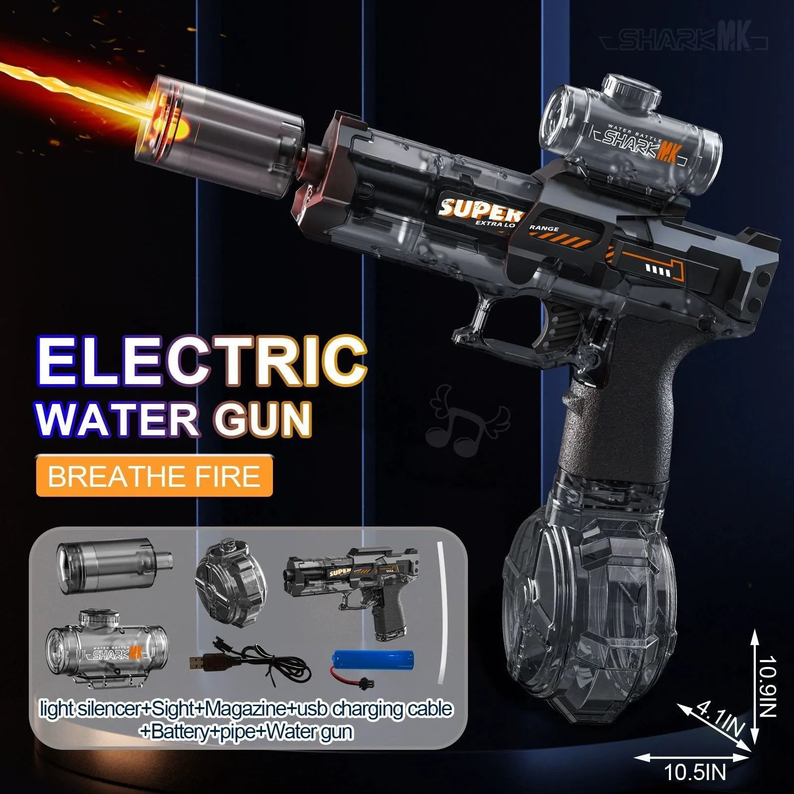 Pistolet à eau électrique avec pulvérisation légère, effet de flamme, haute pression continue, puissant pistolet à eau d'extérieur, jouets pistolet na wode