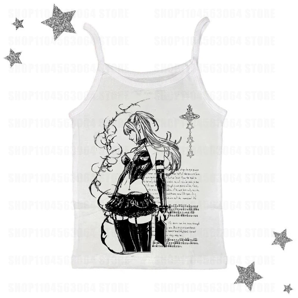 Mode gothique vêtements Streetwear esthétique Grunge bébé réservoir Vintage années 2000 femmes Punk imprimé décontracté Y2k Style débardeur Emo filles