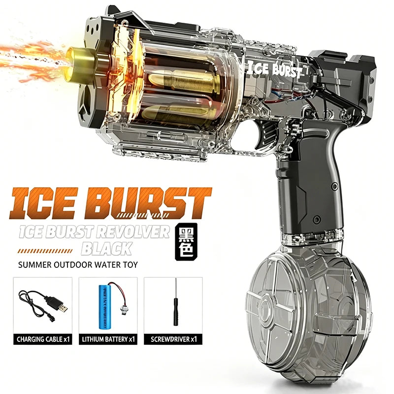 Pistolet à eau électrique à simulation de tir et de recul, jouet pour enfants avec capteur automatique et lumières, pistolet à eau pour l'été, la plage et les activités de plein air