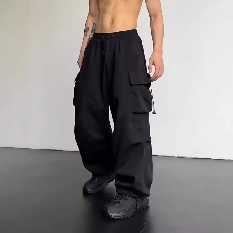 Salopette de Style américain pour hommes, pantalon de sport décontracté, taille haute, jambes larges, nouvelle collection été