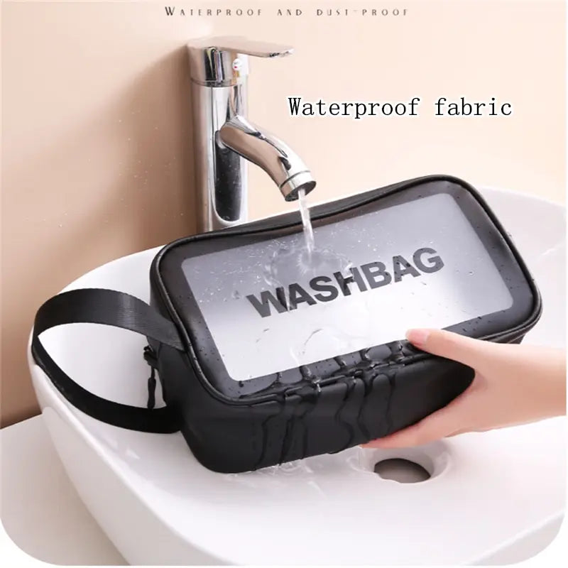 Sac de lavage de voyage portable pour femme, transparent, étanche, stockage de maquillage, poudres, grande capacité, étui cosmétique, EvaluBeauty