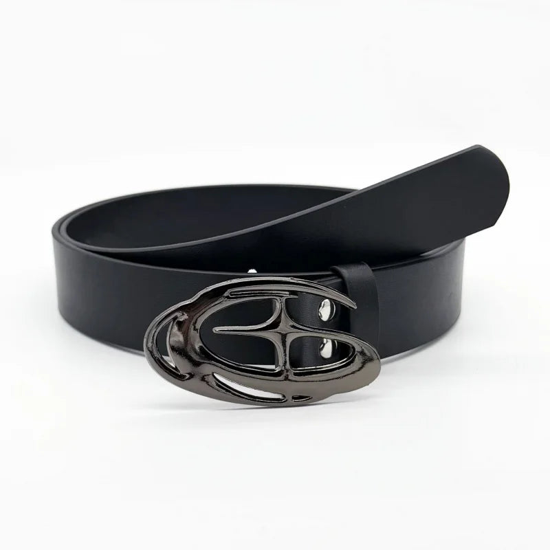 Ceinture en faux cuir Punk Y2K, taille creuse, accessoire gothique à la mode, boucle pour hommes et femmes, 2025