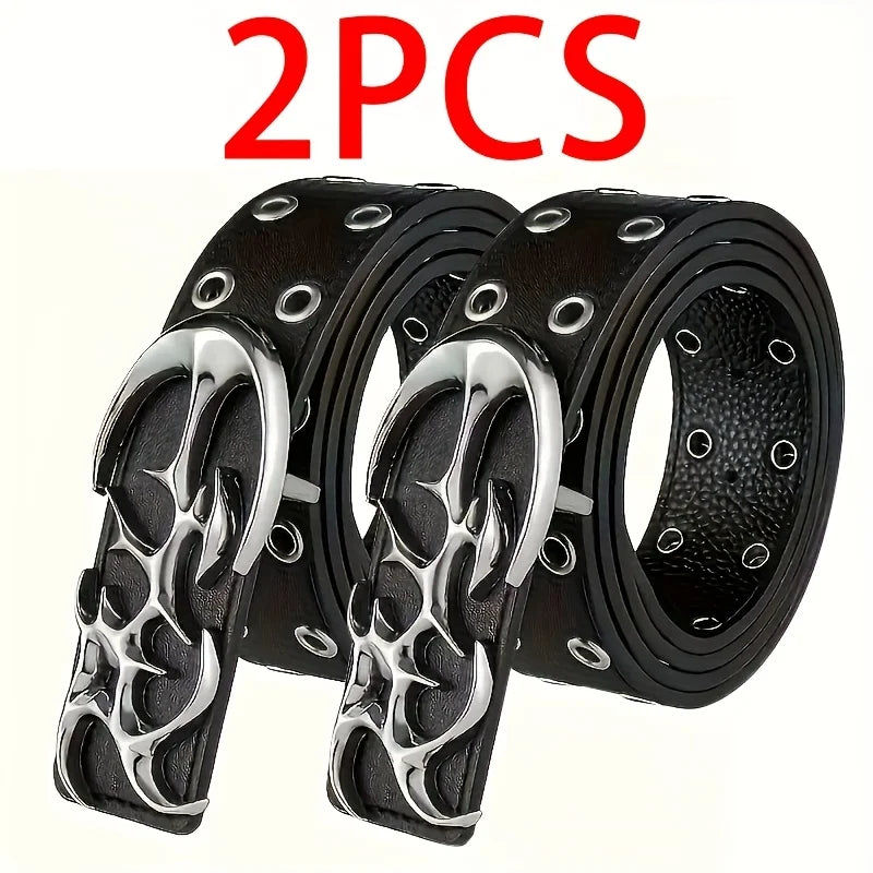Ceinture Punk en cuir PU ajouré Y2K pour hommes et femmes, accessoire tendance pour cadeaux, ceintures de taille neutres, grande taille, nouvelle collection