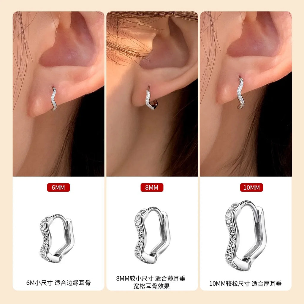 REETI 925 boucles d'oreilles en argent Sterling mode Zircon boucles d'oreilles ondulées pour les femmes cadeau boucles d'oreilles bijoux de mode boucles d'oreilles coréennes