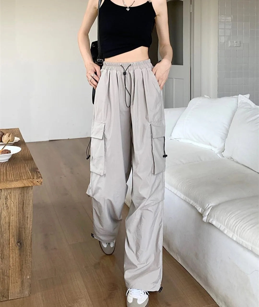 Salopette de Style américain pour hommes, pantalon de sport décontracté, taille haute, jambes larges, nouvelle collection été