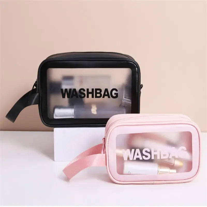 Sac de lavage de voyage portable pour femme, transparent, étanche, stockage de maquillage, poudres, grande capacité, étui cosmétique, EvaluBeauty