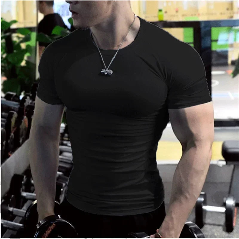 Hommes hauts à la mode t-shirt plaine coupe ajustée t-shirt à manches courtes t-shirts pour hommes chemises de sport décontracté t-shirt blanc homme vêtements 5XL
