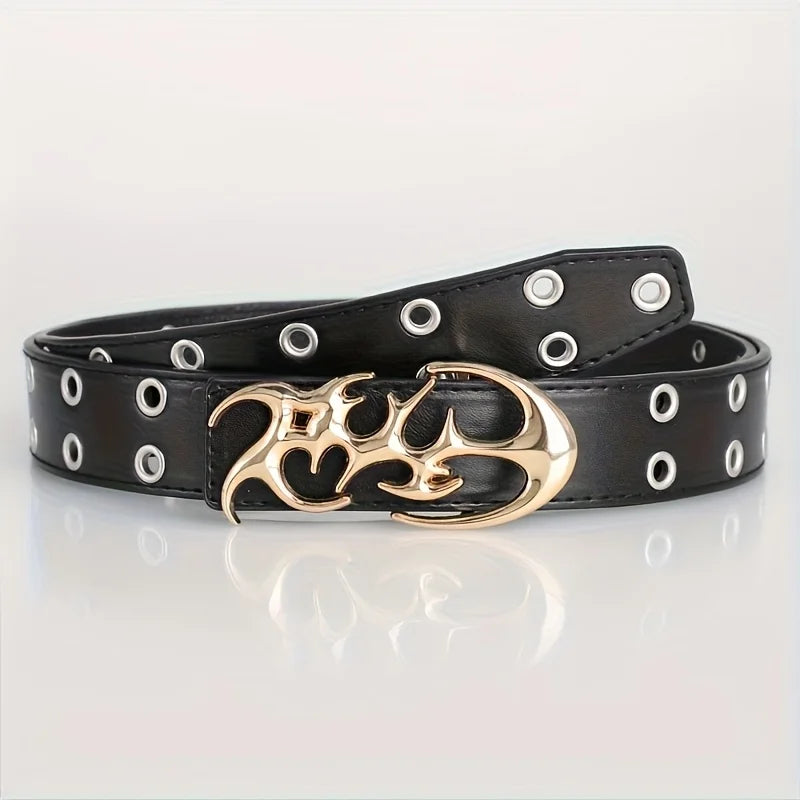 Ceinture Punk en cuir PU ajouré Y2K pour hommes et femmes, accessoire tendance pour cadeaux, ceintures de taille neutres, grande taille, nouvelle collection