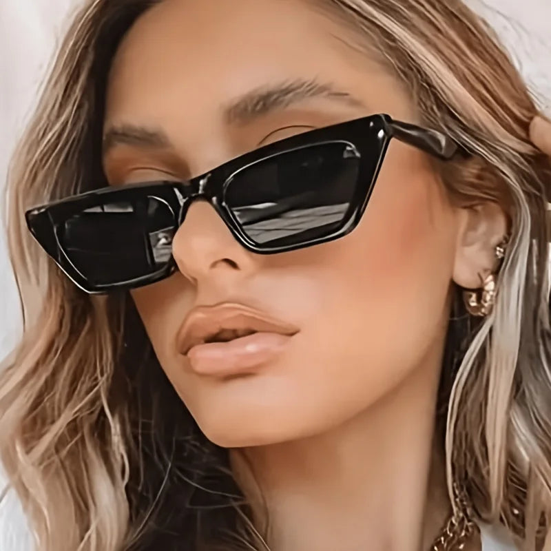 Lunettes de soleil œil de chat Vintage pour femmes, petite monture carrée, marque de styliste rétro, nuances œil de chat, mode Oculos UV400