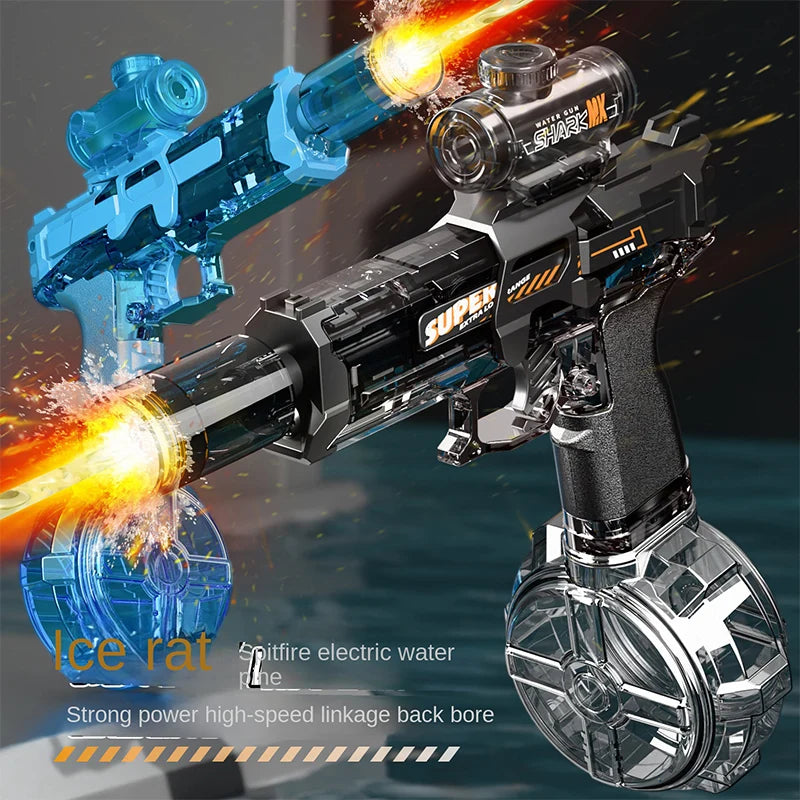 Pistolet à eau électrique avec pulvérisation légère, effet de flamme, haute pression continue, puissant pistolet à eau d'extérieur, jouets pistolet na wode