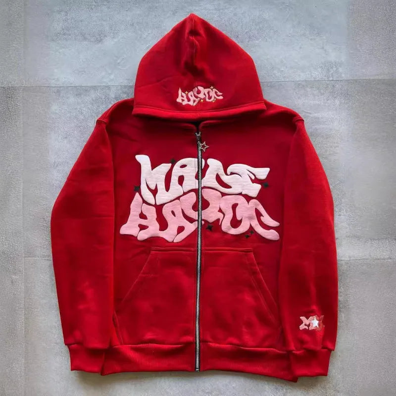 Sweat-shirt à capuche pour homme 2026, style streetwear gothique punk hip-hop, imprimé, avec fermeture éclair, vêtements pour homme