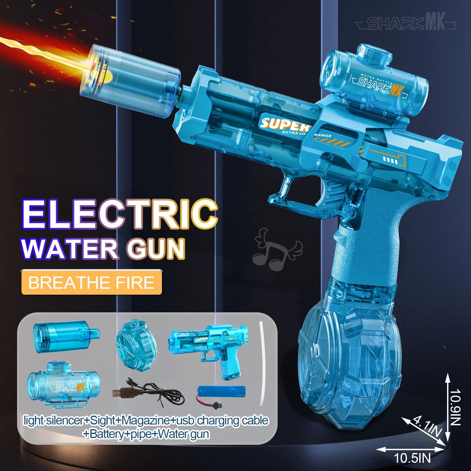 Pistolet à eau électrique avec pulvérisation légère, effet de flamme, haute pression continue, puissant pistolet à eau d'extérieur, jouets pistolet na wode