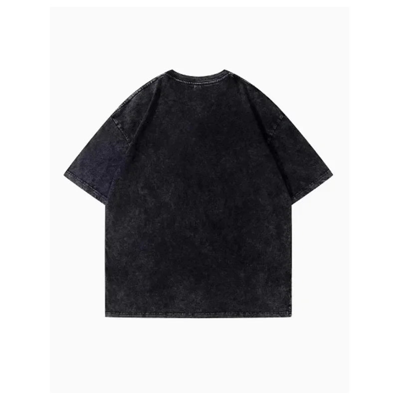T-shirt à manches courtes pour hommes, Style gothique, Style foncé, rétro, en coton délavé, coupe ample, unisexe, tendance Y2K