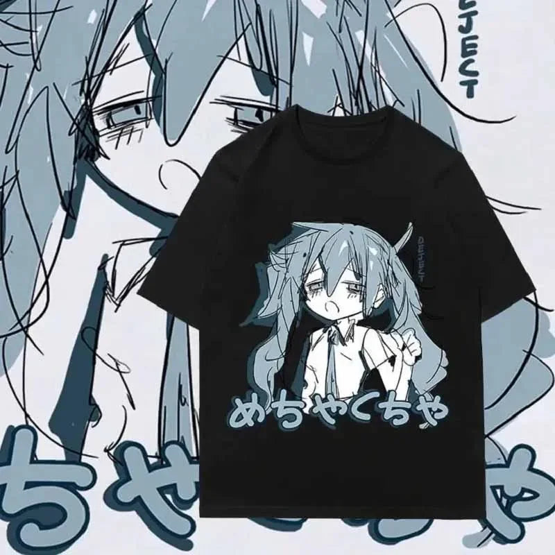 Japonais Y2K Anime Femmes T-shirt Coton Lâche Streetwear T-shirts Occasionnels Grande Taille à manches courtes Hip-hop Harajuku Hauts Femmes Vêtements