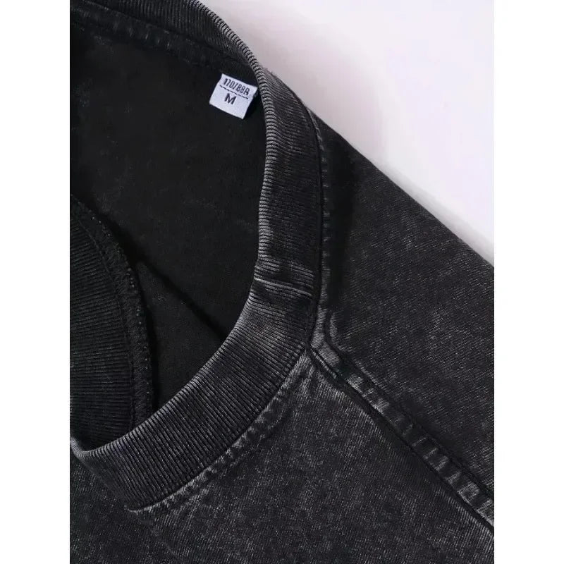 T-shirt à manches courtes pour hommes, Style gothique, Style foncé, rétro, en coton délavé, coupe ample, unisexe, tendance Y2K
