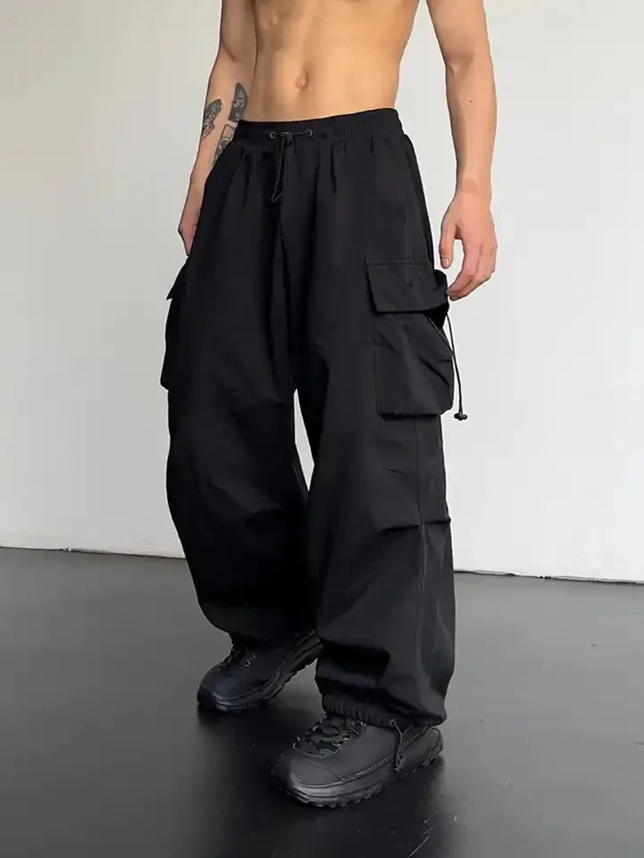 Salopette de Style américain pour hommes, pantalon de sport décontracté, taille haute, jambes larges, nouvelle collection été