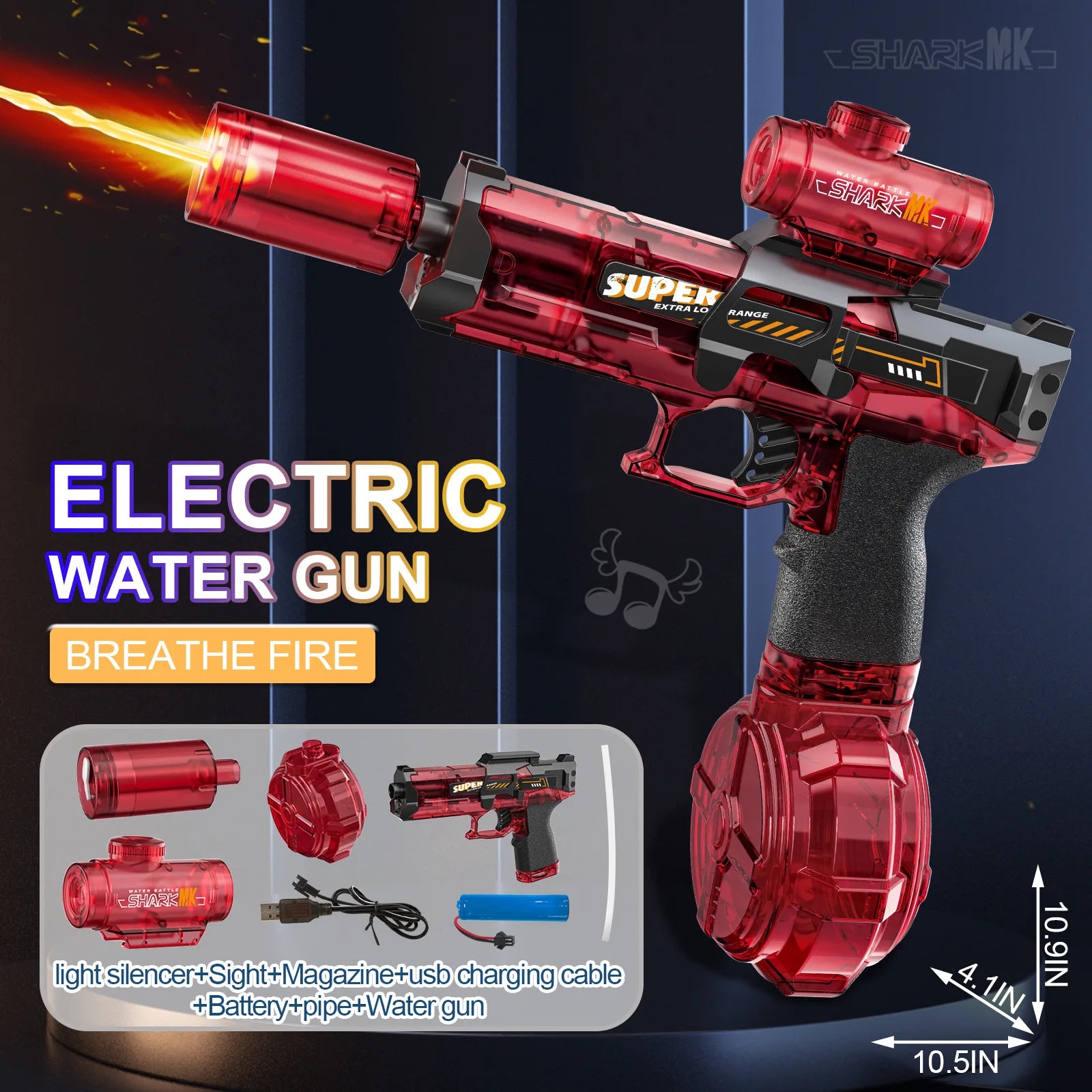 Pistolet à eau électrique avec pulvérisation légère, effet de flamme, haute pression continue, puissant pistolet à eau d'extérieur, jouets pistolet na wode