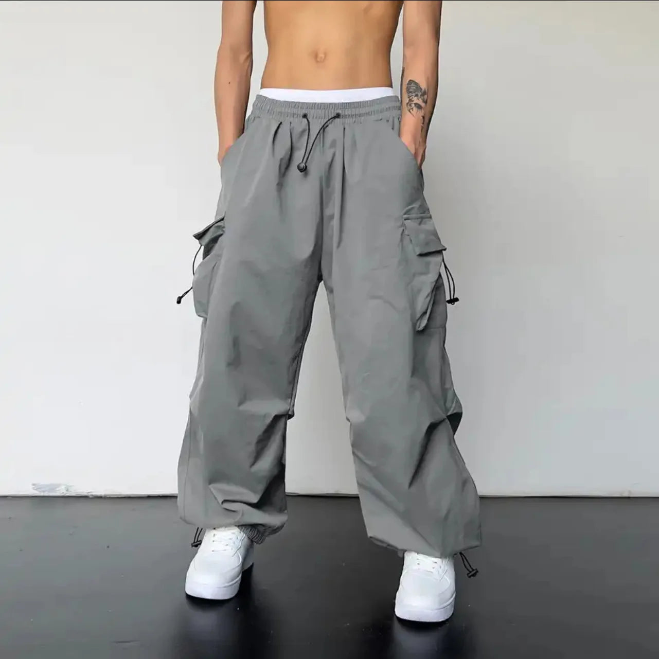 Salopette de Style américain pour hommes, pantalon de sport décontracté, taille haute, jambes larges, nouvelle collection été