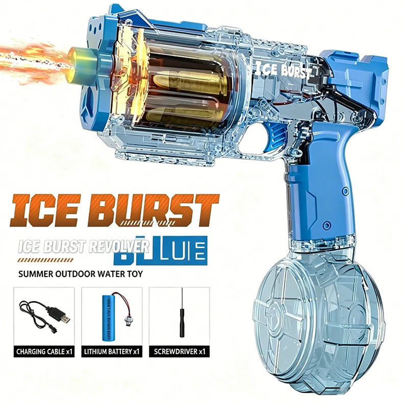 Pistolet à eau électrique à simulation de tir et de recul, jouet pour enfants avec capteur automatique et lumières, pistolet à eau pour l'été, la plage et les activités de plein air