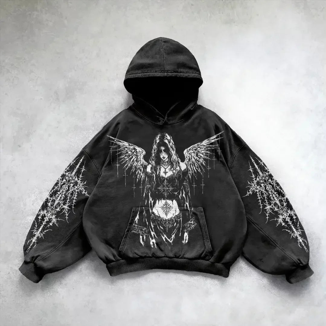 Y2k – sweat à capuche Vintage pour femmes, imprimé à la mode, fermeture éclair, Harajuku, Hip Hop, manteaux à manches longues, ample, Streetwear