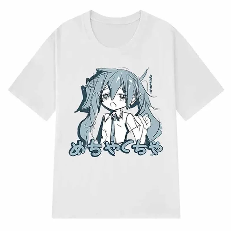 Japonais Y2K Anime Femmes T-shirt Coton Lâche Streetwear T-shirts Occasionnels Grande Taille à manches courtes Hip-hop Harajuku Hauts Femmes Vêtements
