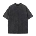 T-shirt rétro américain unisexe à manches courtes, couleur unie, style streetwear tendance, délavé et oversize pour l'été