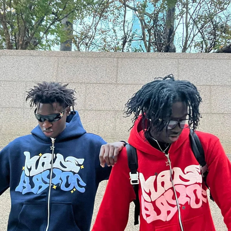 Sweat-shirt à capuche pour homme 2026, style streetwear gothique punk hip-hop, imprimé, avec fermeture éclair, vêtements pour homme