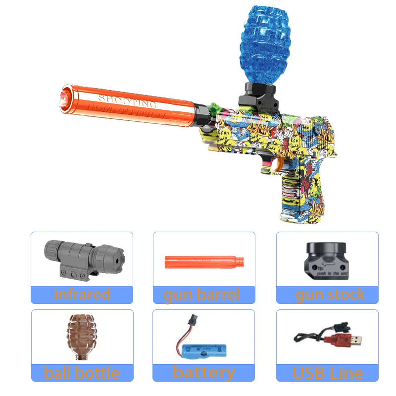 Pistolet Blaster électrique pour enfants, jouet d'extérieur, pistolet de tir à balles, jeu d'été, tir à l'eau, jeu de fête interactif pour enfants et adultes