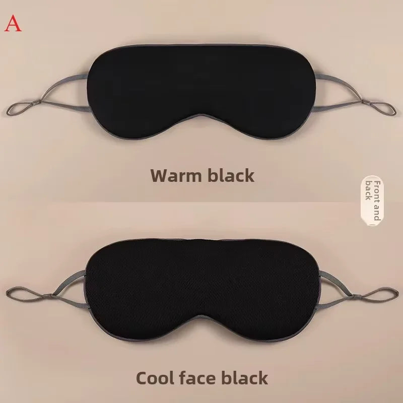 Masque pour les yeux de sommeil, Style coréen, soie glacée, chaud et frais, double usage, réglable, blocage de la lumière de voyage, masque pour les yeux respirant