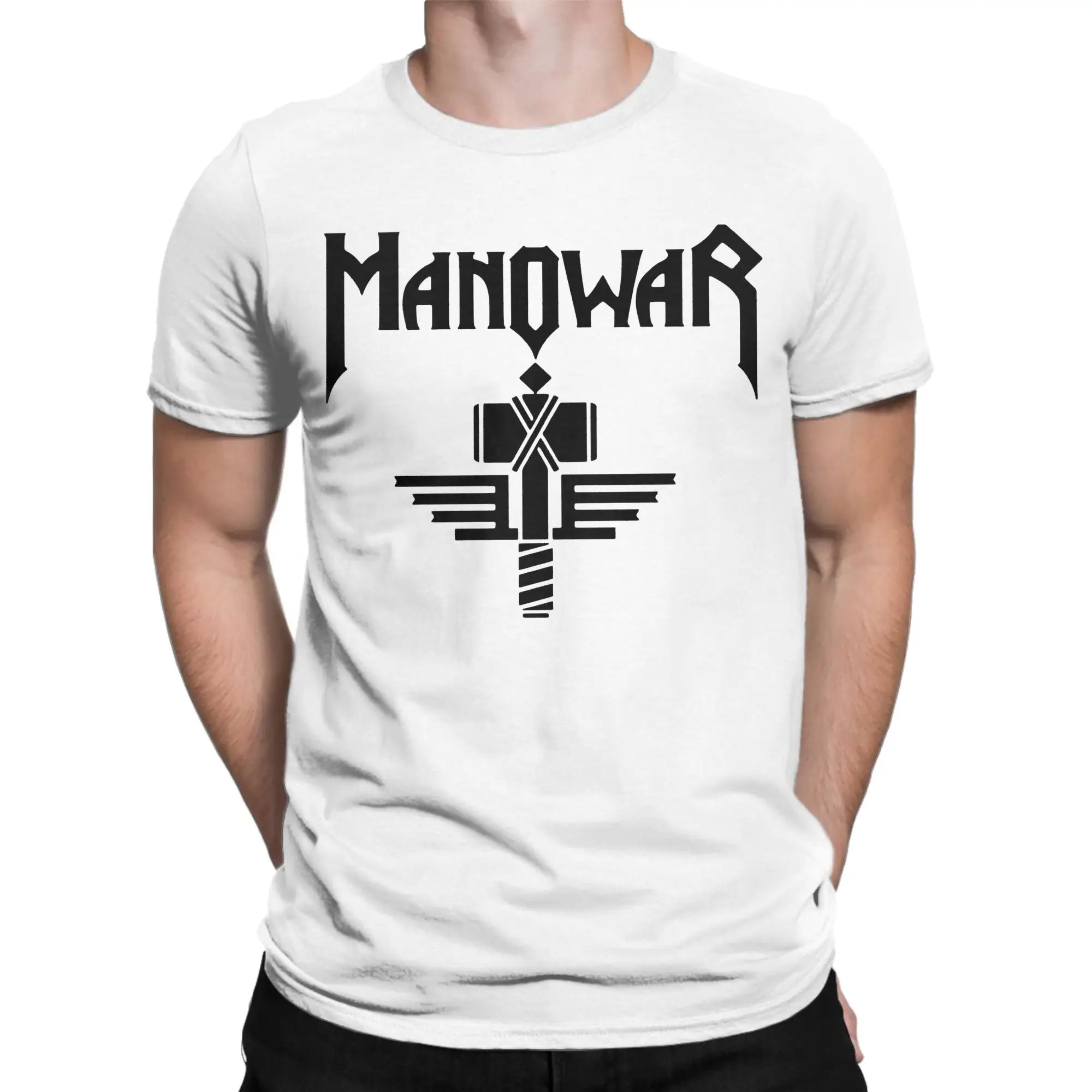 T-shirt Manowars pour hommes, vêtements en pur coton, nouveauté, manches courtes, col rond, t-shirt imprimé