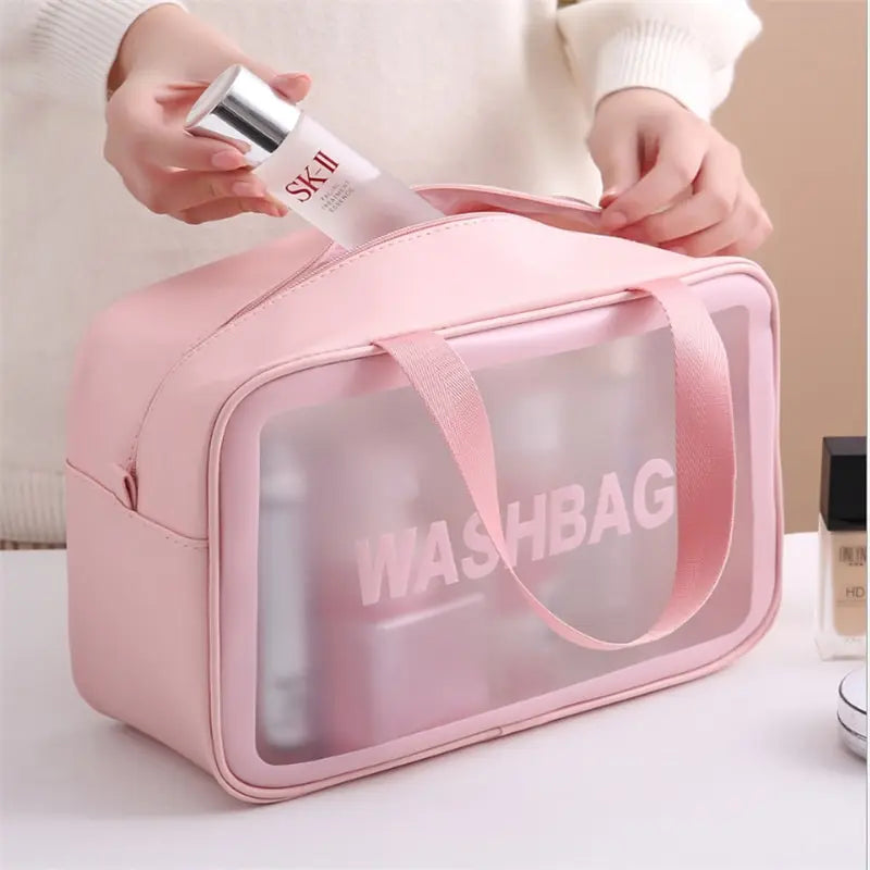 Sac de lavage de voyage portable pour femme, transparent, étanche, stockage de maquillage, poudres, grande capacité, étui cosmétique, EvaluBeauty