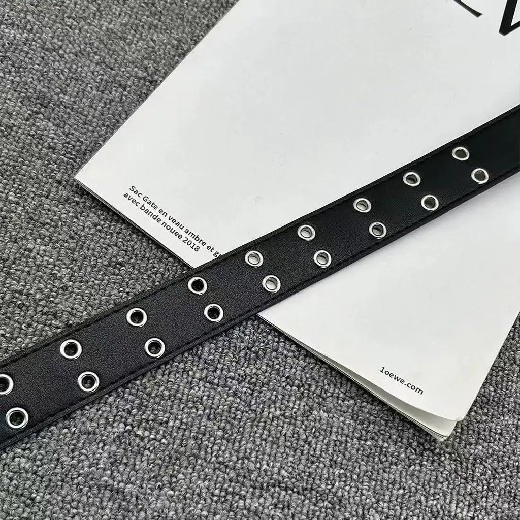 Ceinture Punk en cuir PU ajouré Y2K pour hommes et femmes, accessoire tendance pour cadeaux, ceintures de taille neutres, grande taille, nouvelle collection