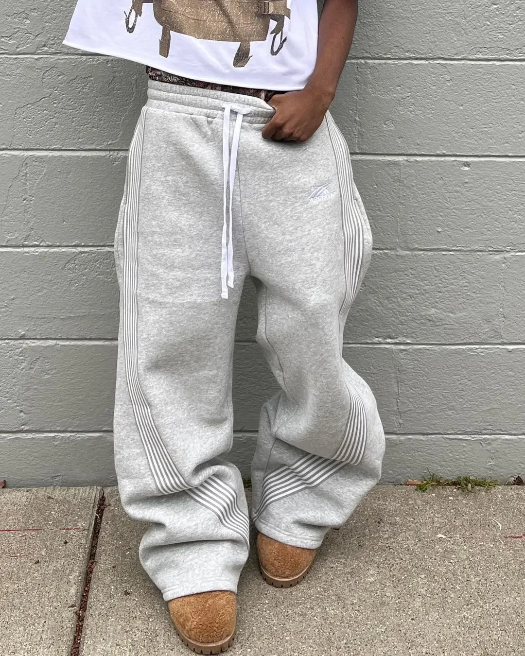 Y2k gris pantalons décontractés Vintage fonctionnel tactique hommes femmes Premium Jogging pantalon à jambes larges cordon Streetwear pantalons de survêtement