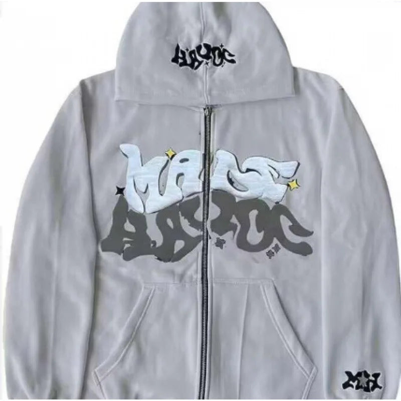 Sweat-shirt à capuche pour homme 2026, style streetwear gothique punk hip-hop, imprimé, avec fermeture éclair, vêtements pour homme