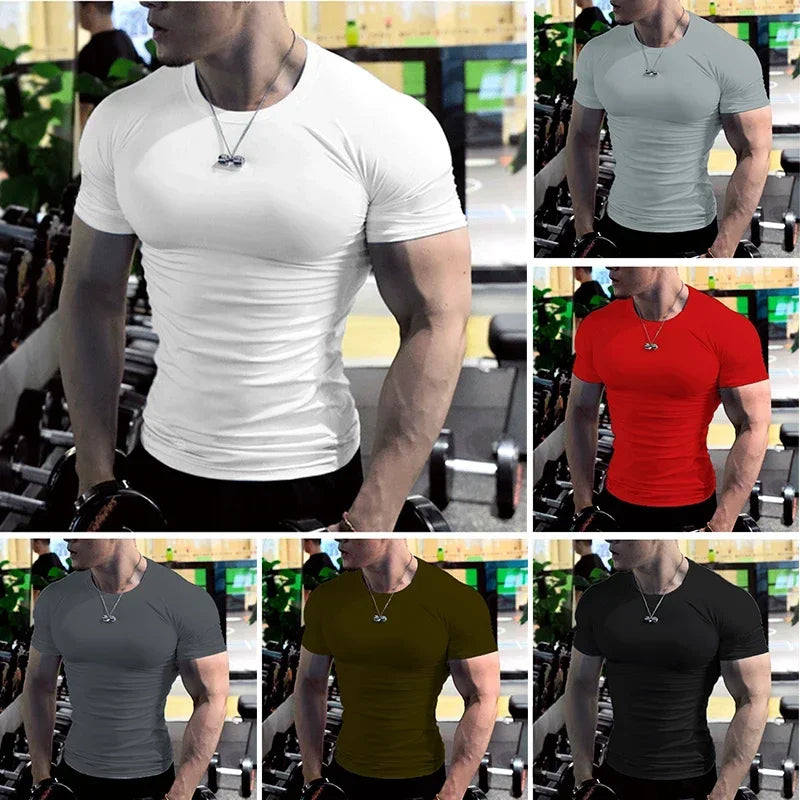 Hommes hauts à la mode t-shirt plaine coupe ajustée t-shirt à manches courtes t-shirts pour hommes chemises de sport décontracté t-shirt blanc homme vêtements 5XL