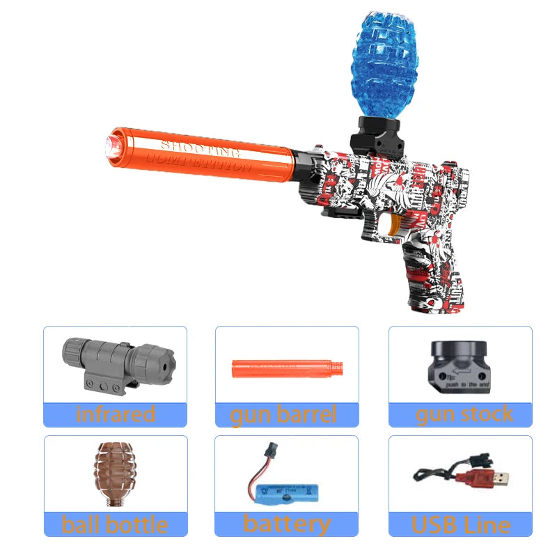 Pistolet Blaster électrique pour enfants, jouet d'extérieur, pistolet de tir à balles, jeu d'été, tir à l'eau, jeu de fête interactif pour enfants et adultes