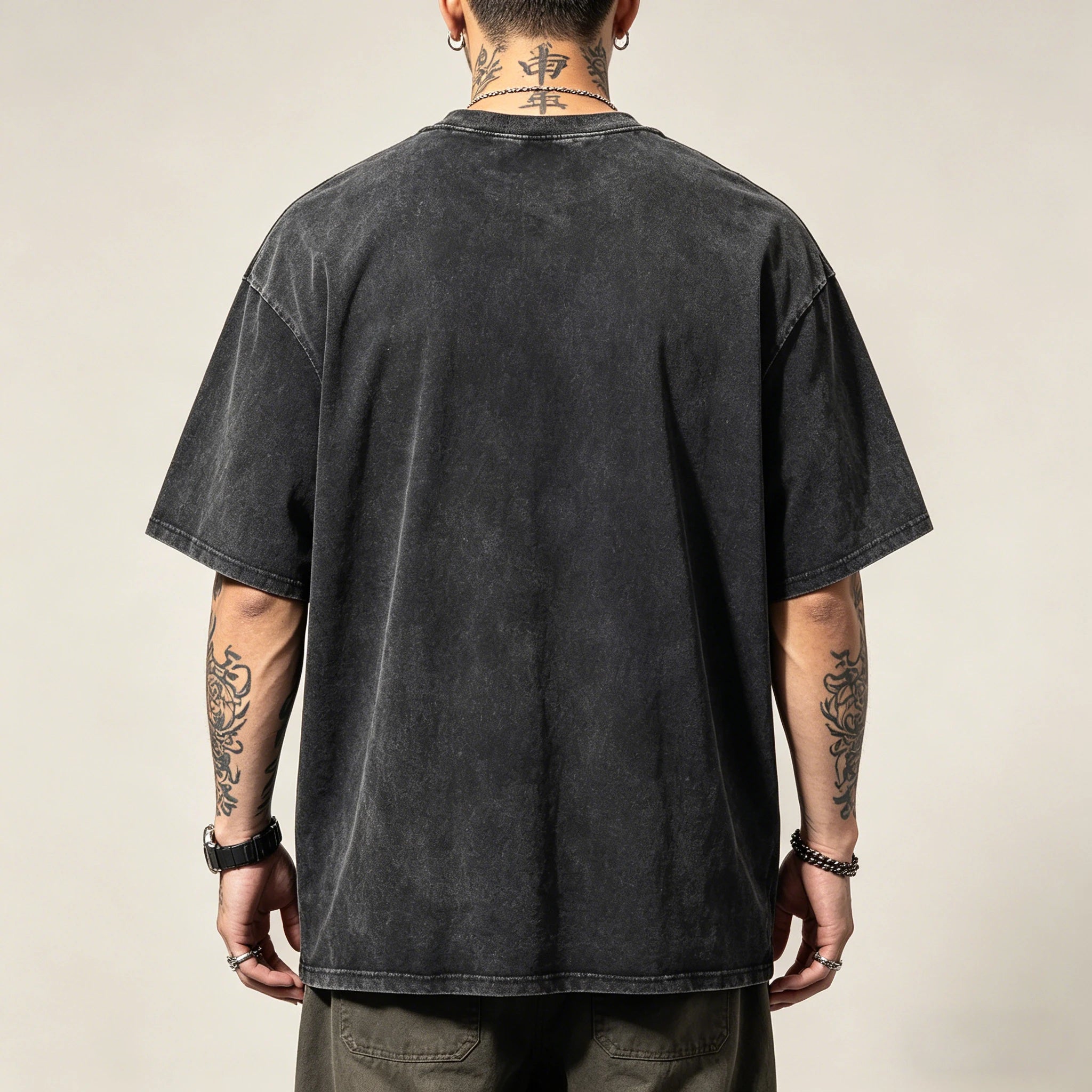 T-shirt rétro américain unisexe à manches courtes, couleur unie, style streetwear tendance, délavé et oversize pour l'été