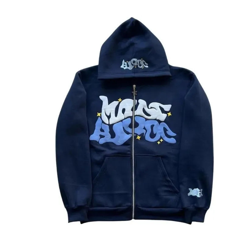Sweat-shirt à capuche pour homme 2026, style streetwear gothique punk hip-hop, imprimé, avec fermeture éclair, vêtements pour homme
