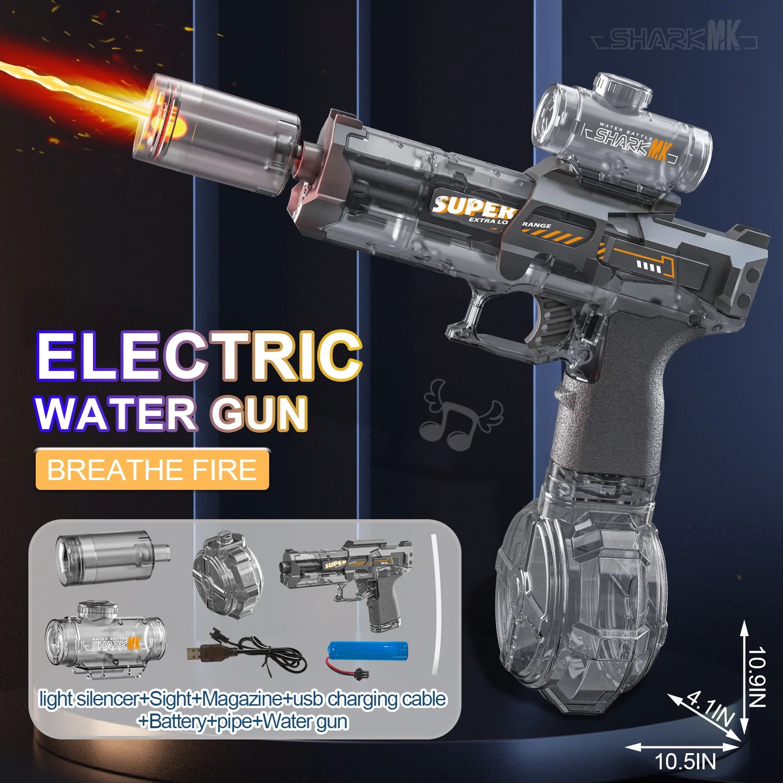 Pistolet à eau électrique avec pulvérisation légère, effet de flamme, haute pression continue, puissant pistolet à eau d'extérieur, jouets pistolet na wode