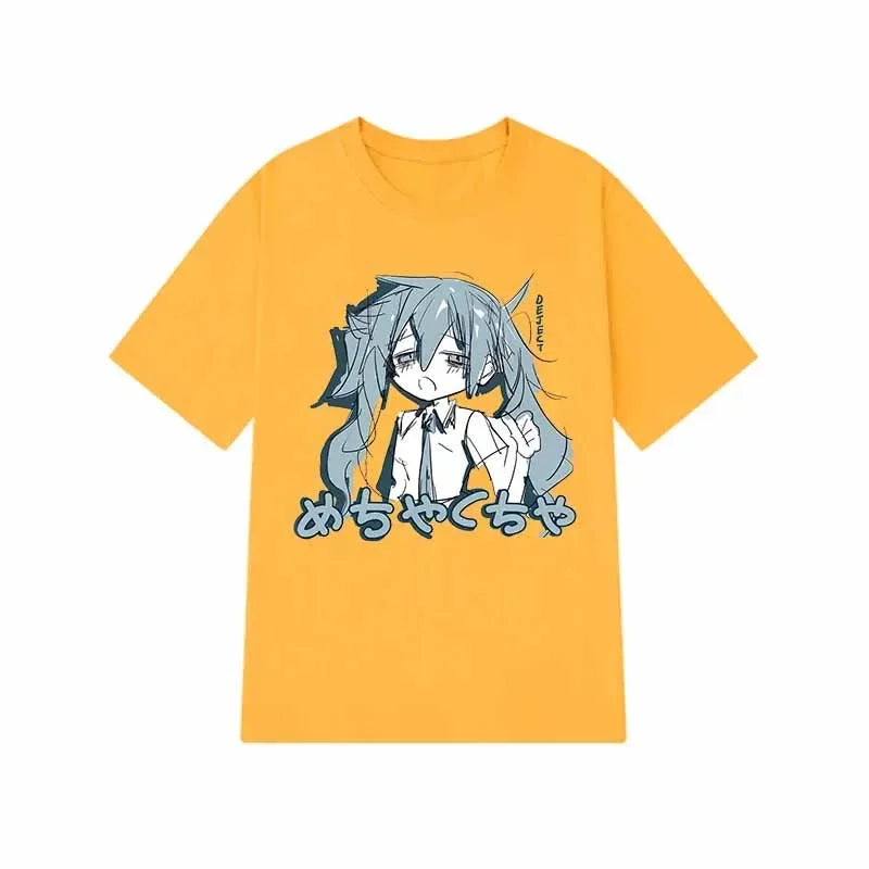 Japonais Y2K Anime Femmes T-shirt Coton Lâche Streetwear T-shirts Occasionnels Grande Taille à manches courtes Hip-hop Harajuku Hauts Femmes Vêtements
