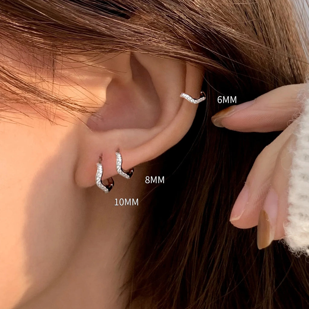 REETI 925 boucles d'oreilles en argent Sterling mode Zircon boucles d'oreilles ondulées pour les femmes cadeau boucles d'oreilles bijoux de mode boucles d'oreilles coréennes